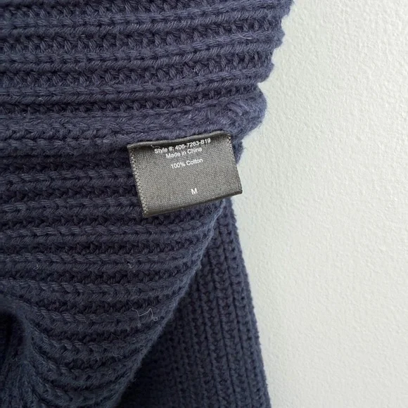 Jenni Kayne Size M • Navy Blue 100% Cotton Fisherman Sweater. - Picture 4 of 5